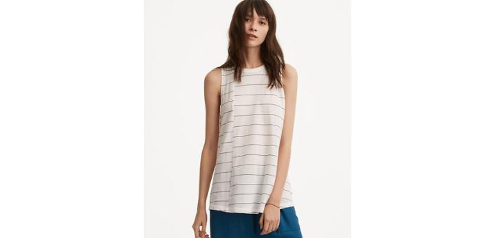 Loft Lou & Grey Striped Softserve Cotton Keyhole Tank