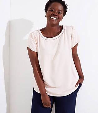Loft Plus Cutout Button Back Top