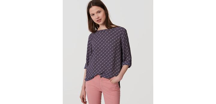 Loft Diamond Dot Tab Sleeve Blouse