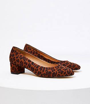 Loft Leopard Print Block Heel Pumps