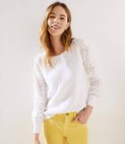 Loft Eyelet Sleeve Mixed Media Sweater