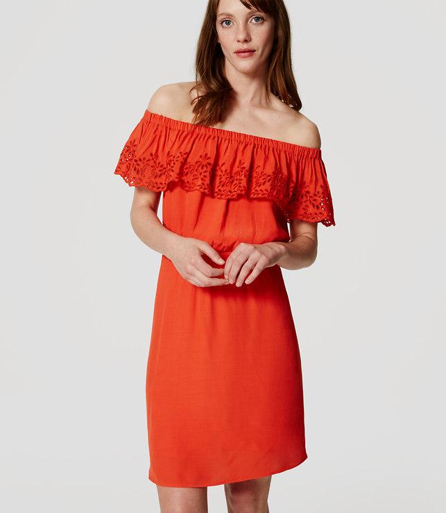 Loft Eyelet Off The Shoulder Dress