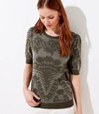 Loft Floral Jacquard Puff Sleeve Sweater