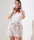Loft Plus Striped Tie Waist Shorts