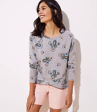 Loft Paisley Tulip Hem Sweatshirt