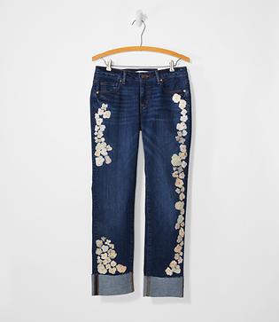 Loft Pressed Floral Curvy Straight Leg Jeans