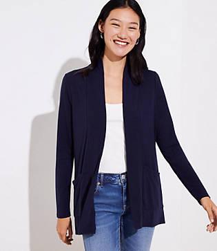 Loft Jersey Pocket Open Cardigan