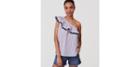 Loft Floral Lace Striped One Shoulder Top