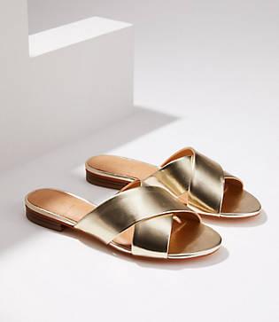 Loft Metallic Criss Cross Slide Sandals