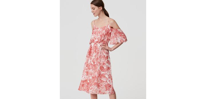Loft Botanic Cold Shoulder Dress