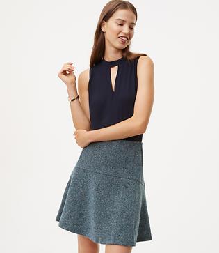 Loft Herringbone Flare Skirt
