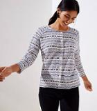 Loft Geo Stripe 3/4 Sleeve Signature Cardigan