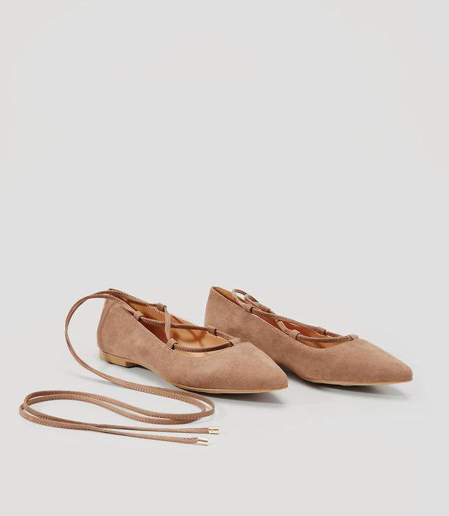 Loft Lace Up Pointy Toe Flats