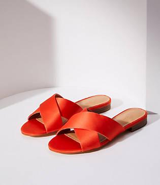 Loft Satin Criss Cross Slide Sandals
