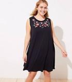 Loft Plus Embroidered Floral Sleeveless Swing Dress