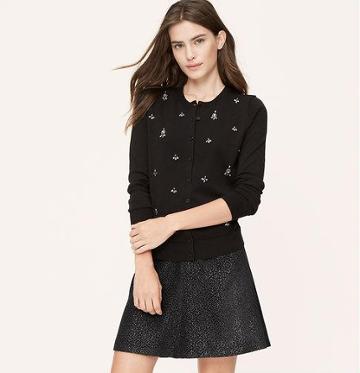 LOFT Foulard Flare Skirt, Black