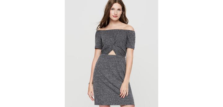 Loft Lou & Grey Linen Jersey Twist Off The Shoulder Dress