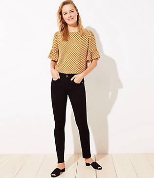 Loft Pintucked Skinny Jeans In Washed Black Wash