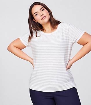 Loft Plus Striped Textural Sweater Tee