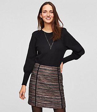 Loft Striped Tweed Shift Skirt