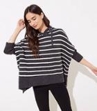 Loft Striped Hooded Poncho Sweater