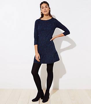 Loft Floral Jacquard Flounce Dress