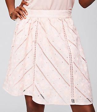 Loft Floral Chevron Cutout Skirt
