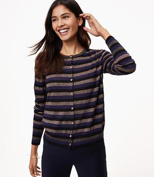 Loft Shimmer Stripe Signature Cardigan