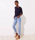 Loft Pearlized Flip Cuff Skinny Jeans In Staple Light Indigo Wash
