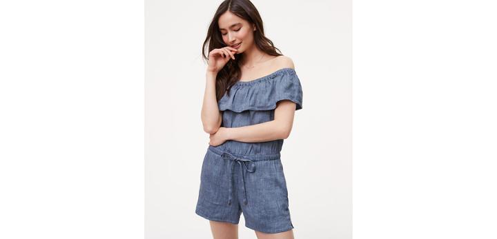 Loft Off The Shoulder Chambray Romper
