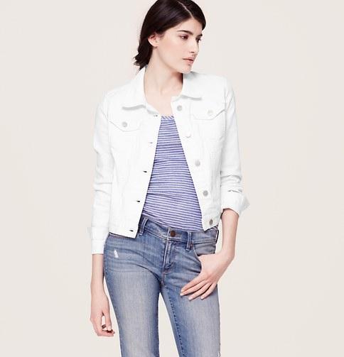Loft Cropped Denim Jacket In White