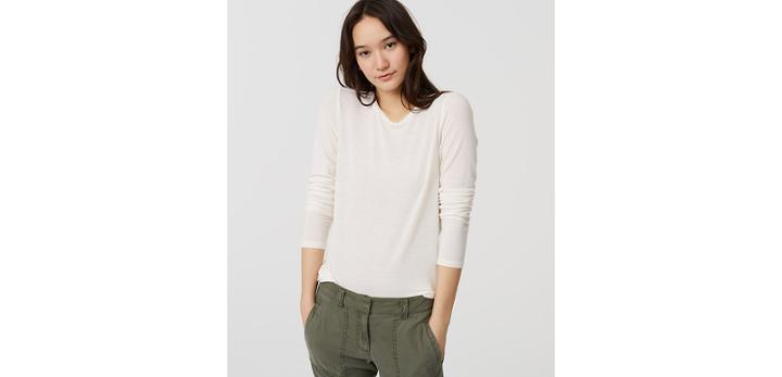 Loft Mixed Media Shirttail Top