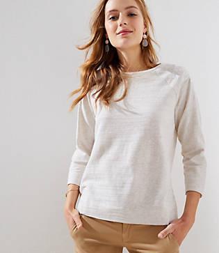 Loft Beaded Floral Shoulder Sweatshirt