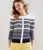 Loft Striped 3/4 Sleeve Cardigan