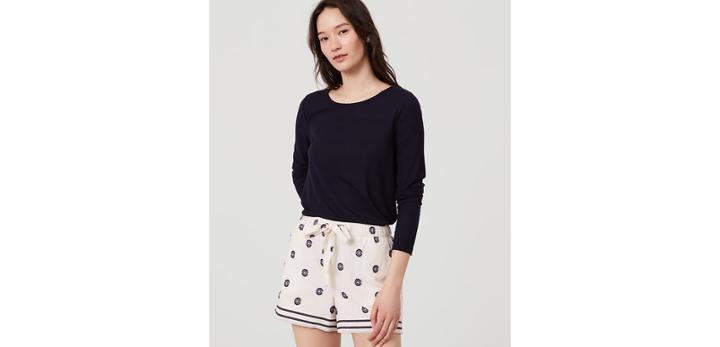 Loft Nautical Floral Drawstring Shorts