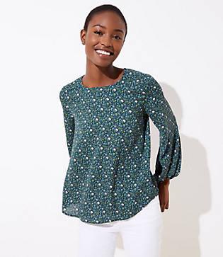 Loft Ditsy Bloom Blouson Sleeve Top