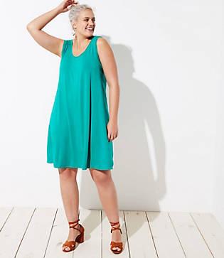Loft Plus Mixed Media Sleeveless Swing Dress