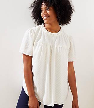 Loft Plus Jacquard Ruffle Flutter Top