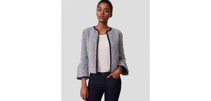 Loft Knit Tweed Bell Sleeve Jacket