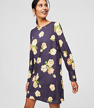 Loft Peony Fluid Shift Dress