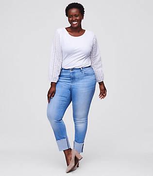 Loft Plus Fresh Cut Cuffed Skinny Jeans