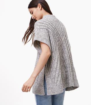 Loft Criss Cross Ribbed Poncho Sweater