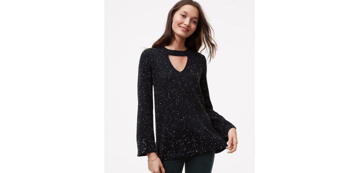 Loft Speckled Choker Sweater