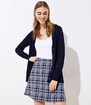 Loft Textured Plaid Pull On Flippy Skirt