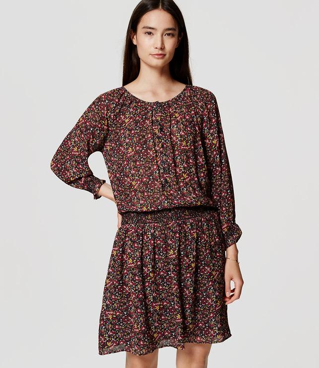 Loft Hydrangea Blouson Dress