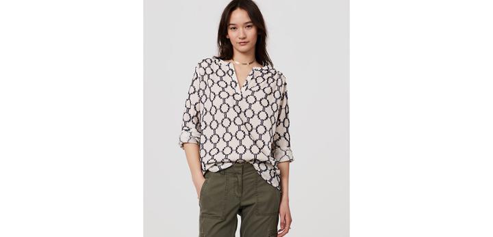 Loft Trellis Split Neck Softened Shirt