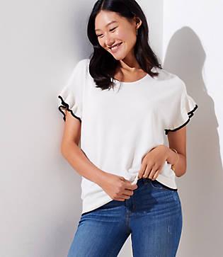 Loft Tipped Ruffle Cuff Sweater