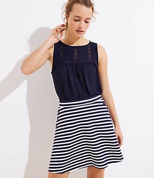 Loft Striped Flare Sailor Skirt