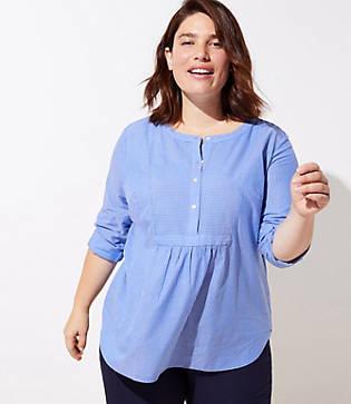 Loft Plus Striped Bib Tunic Blouse