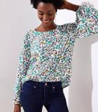 Loft Floral Draped Sleeve Top